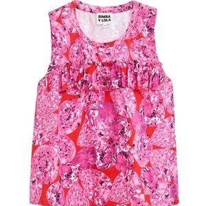 Bimba y Lola Pink Diamond and Ruffled Blouse Size M
